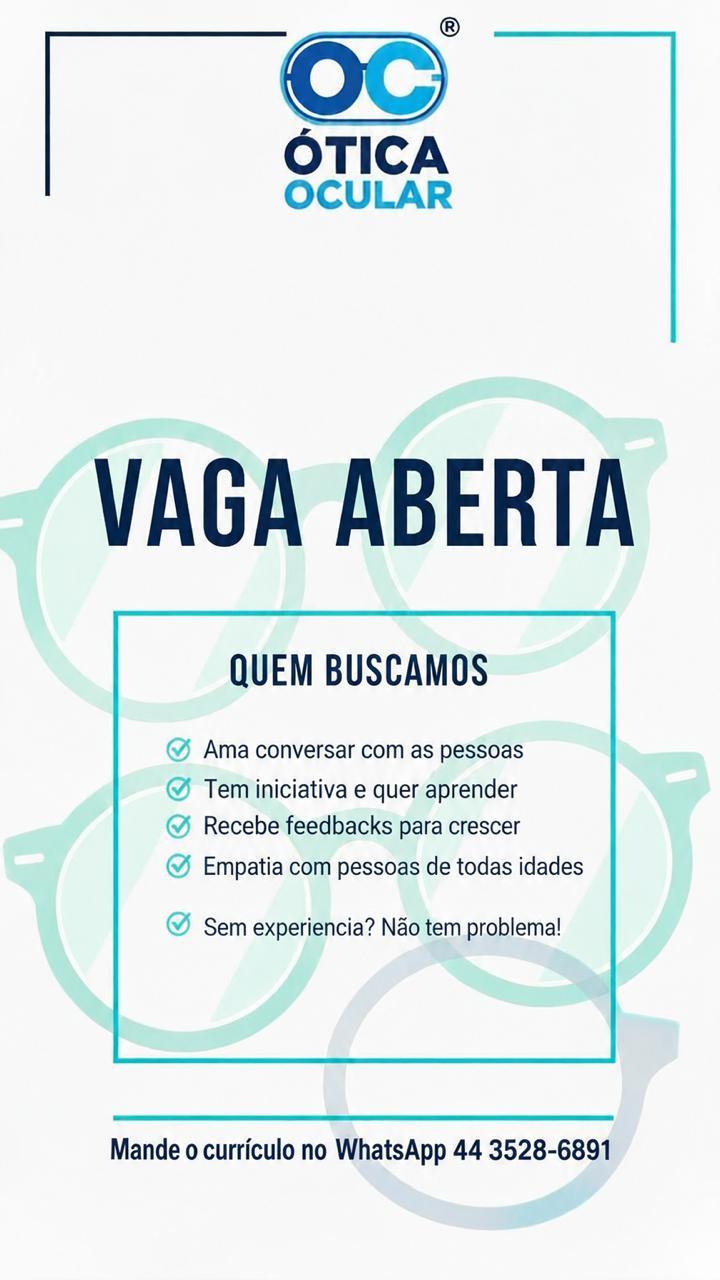 Vaga na ótica Ocular de Assis Chateaubriand
